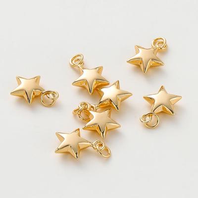 2pcs/lot 18K Gold Color Plated 12*15mm Bracelet Star Brass Pendants Decorate Charms Fitting DIY Jewelry Making Accessories