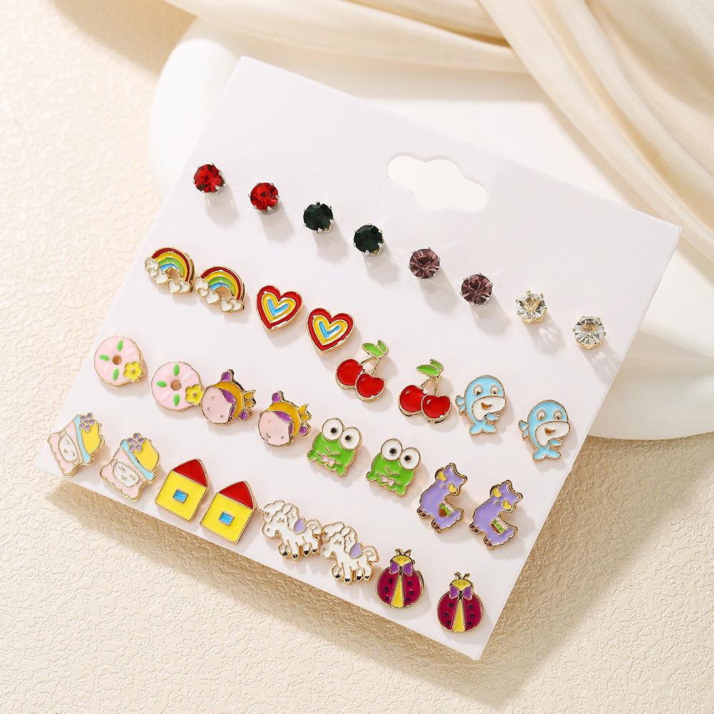 Oil drop stud earrings, niche high-end sense free of charge, small and cute cartoon animal mini earrings ins wind women's earrings