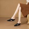 Fashion Women's New Spring/Summer Pointed Leather Cowhide Slope Heels Cross Headed Casual Fashion High Heel Large Size Muller Slippers