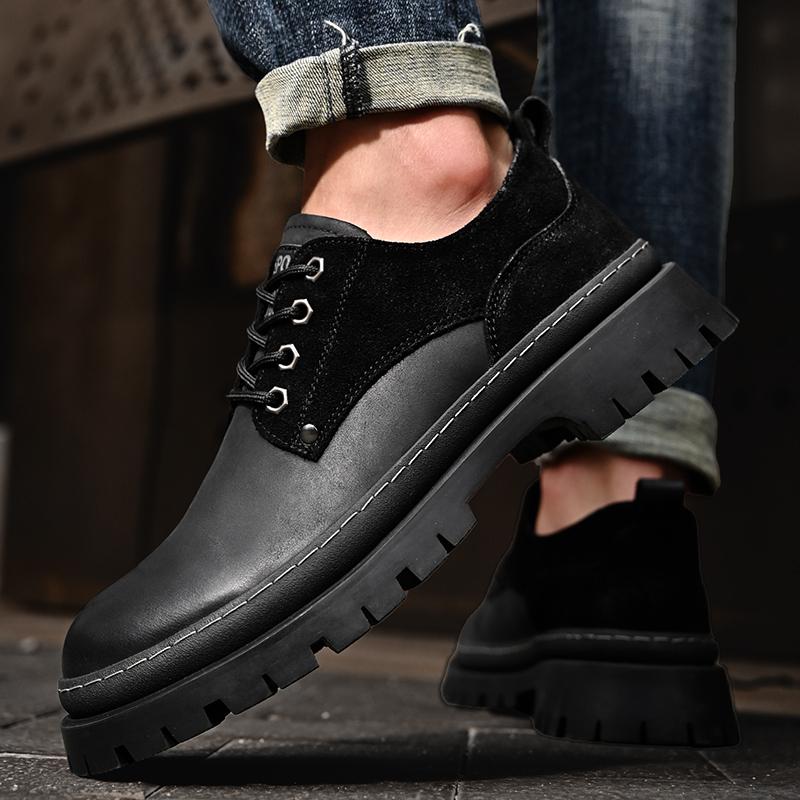 Fashion Men's round toe leather shoes Luxury quality genuine leather Trendy Party Wedding Outdoor leisure business office men's shoes