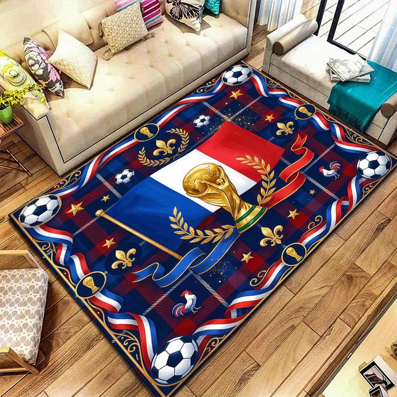 World Cup Football Pattern Square Carpet,Area Rug,Carpet Rug for Living Room Bedroom Sofa Playroom Decor,Non-slip Floor Mat,Holiday Birthday Gifts