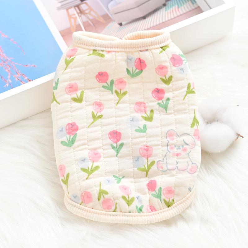 Pet cat Teddy Pomeranian dog clothes comfortable cotton home vest vest spring autumn winter clothing