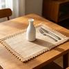 Bohemian Jute Placemats Heat-Insulating Placemats Wear-Resistant Stain-Proof Mats Reusable Heat-Resistant Pads for Tables, Kids & Family Dining