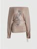 Autumn/Winter Slim Fit Ribbed Long Sleeve Top with Letter Print for Women