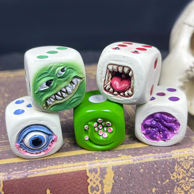 Monster Dice Funy Monster Face Resin Dice Set Halloween Tabletop Game Dice Set Props Weird Monster Dice Set For Table Games Role