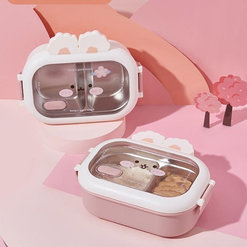 Rabbit Decorated Meal Container Multi Compartment Rabbit Lunch Box for Children Stable Stainless Steel Container