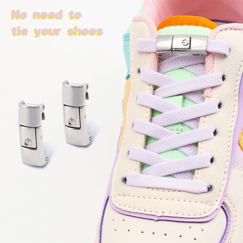 

Press Lock Shoelaces Without ties 8MM Width Flat Elastic Shoelace Sneakers Kids Adult No Tie Shoe Laces for Shoes Accessories