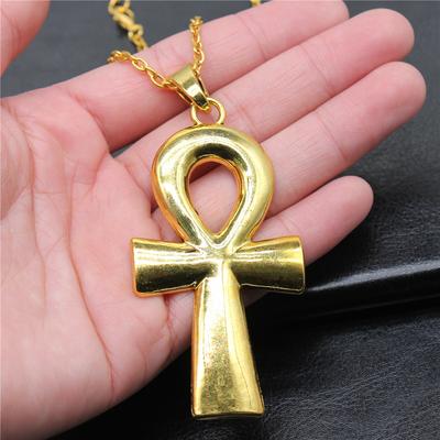3 Colori 80x42mm Chiave della Vita Egizia Antica Croce Ankh Collana con Ciondolo Punk Hiphop Collana Lunga con Catena Accessori Gioielli