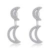 BELLA BOX S925 Sterling Silver Needle Zircon Moon Earrings - A Pair Of High-end Earrings For Women With Two Stud Earrings