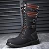 Men Mid-calf Boots Fashion Motorcycle Boots High Quality Leather Boot Classic Men Western Cowboy Boots Large Size46 Botas Hombre