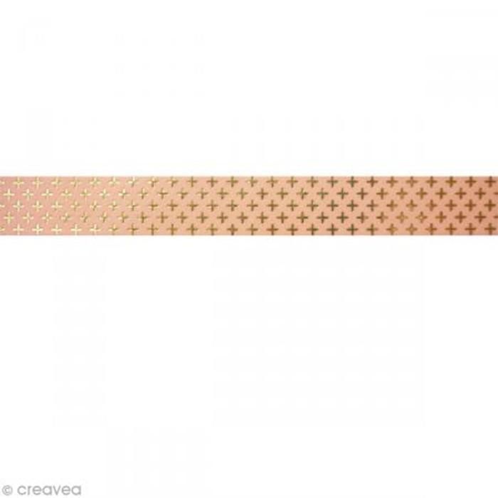 Masking Tape rose 1,5 cm x 10 m - Croix - doré