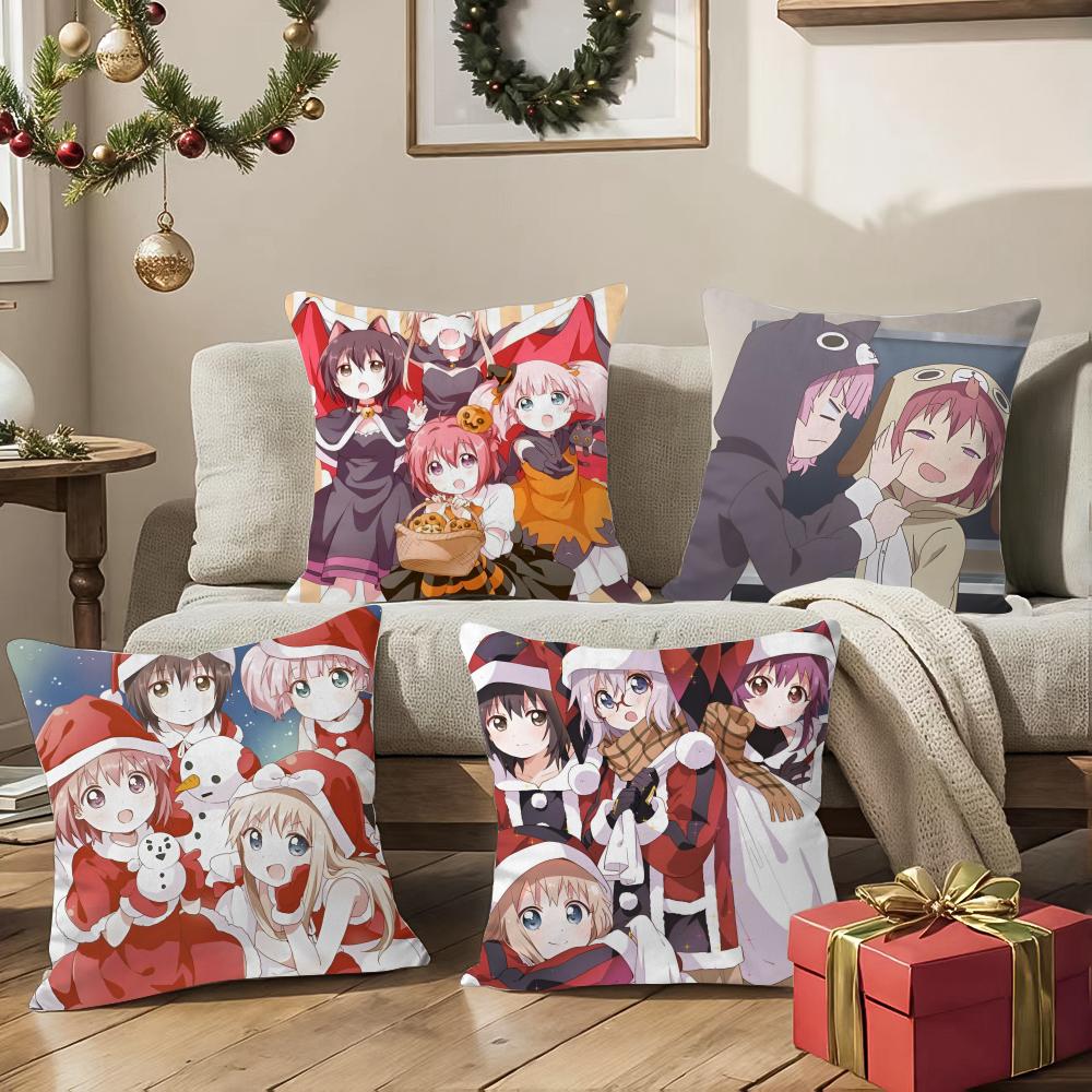 Beautiful Girl Romance Manga Y-Yuruyuri Pillow Case Sofa Living Room Bedroom Headboard Backrest Cushion Square Cushion