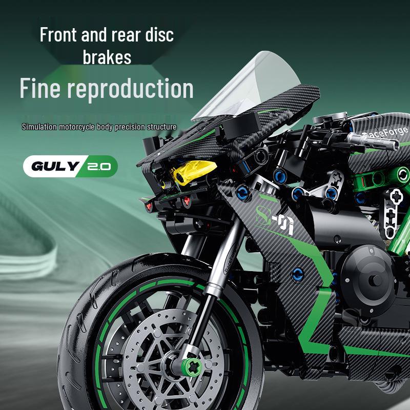Double High 60501-35 Kawasaki Thunder Duke Motorcycle Building Blocks – Night Road Model Toy with Free Shipping