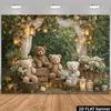 2D Whimsical Woodland Baby Bear Backdrop 2D Flat Print for Baby Showers, Christenings, and Kids Events