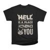 Men Casual Shirts Short Sleeves HELL IS A PLACE INSIDE YOU Black Tees Oversized T-shirts
