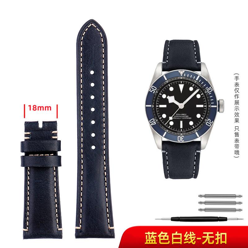 

22mm Italian Genuine Cowhide Leather Watch Band for Tudor 1958 Black Bay Bronze/Heritage/ Men s Folding Clasp Strap Replacement 22mm