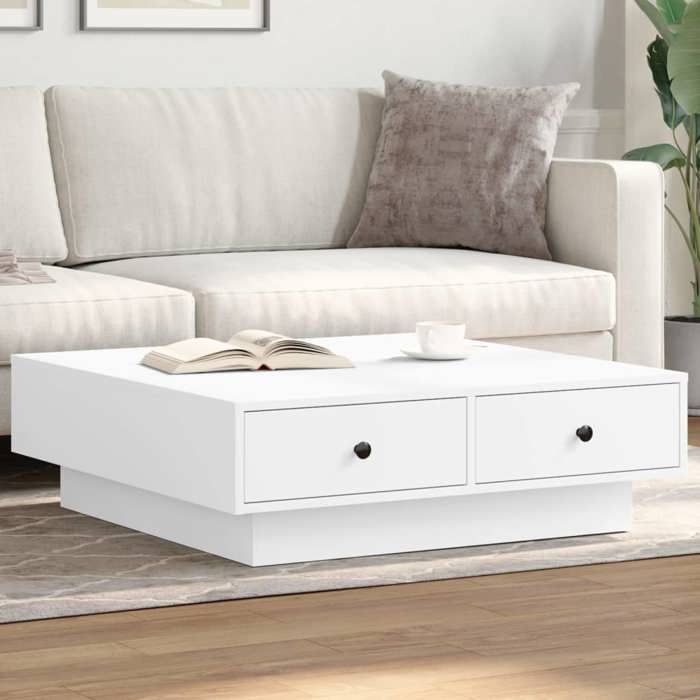 VidaXL Table basse Blanc 90x90x28 cm Aggloméré 848087