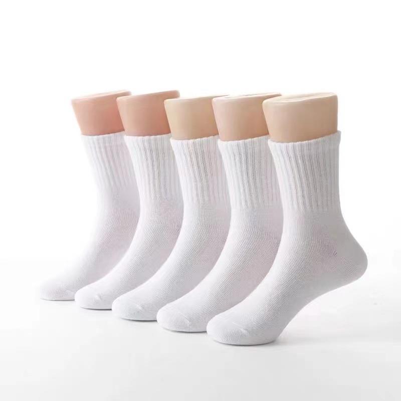 10 Paar Damen Einfarbig Rundhals Socken Schlicht Vielseitig Modisch Leicht Weich Atmungsaktiv Lässig Mittelang Socken