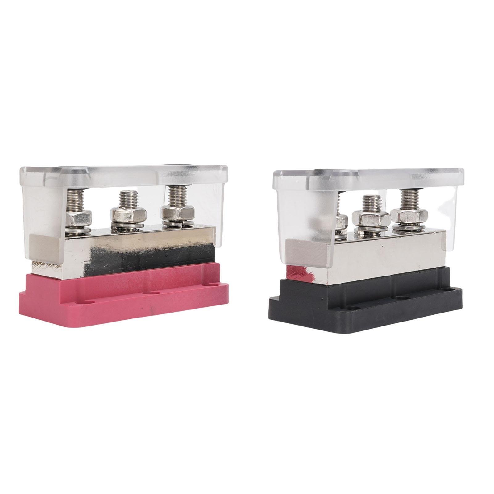 

2Pcs Bus Bar 600A Power Distribution Block Single Row 3 Way M10 Studs for Marine Car RV Boat Negative Wire with Copper