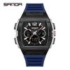 SANDA SD3396 Electronic Watches for Man Dual Display Luminous Alarm Clock Sports Waterproof LED Digital Watch