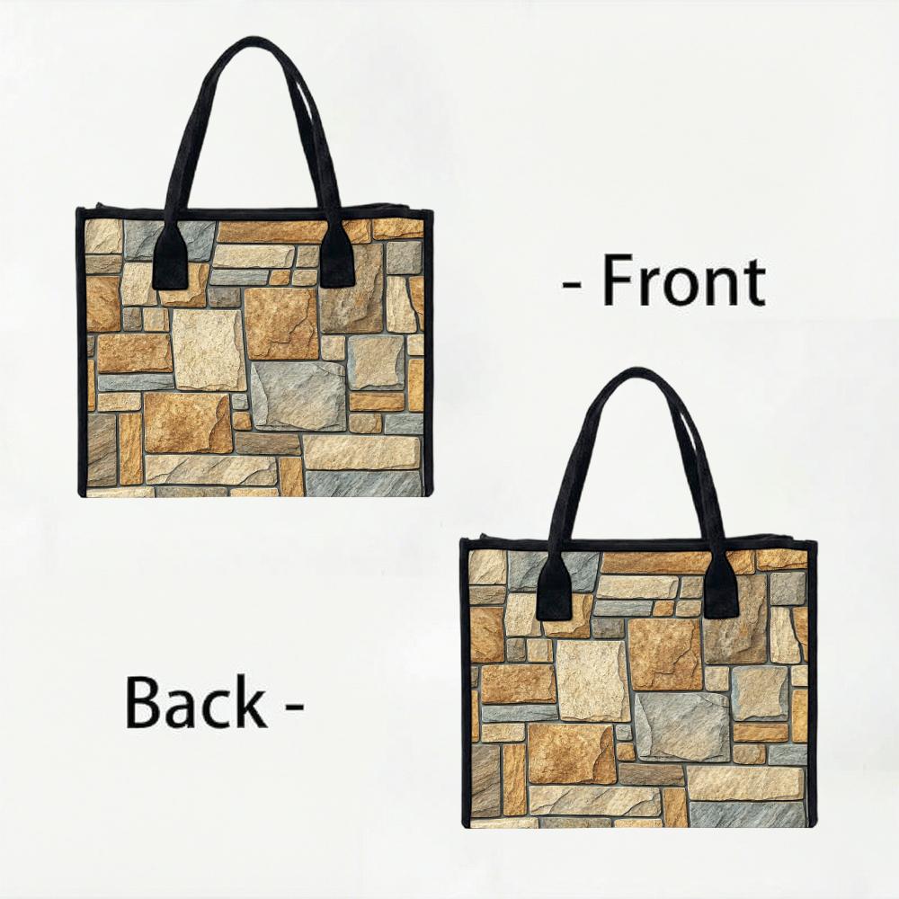 Stone Pattern Tote Bag Fashion Casual Large Shoulder Handbag for Daily Use