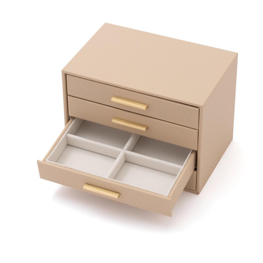 Francfranc Drawer Jewelry Box, 4 Tiers, Beige