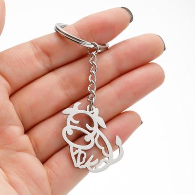 Stainless Steel Cartoon Buffalo Keychain Pendant - Cute and In Stock