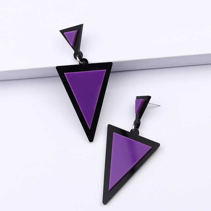 Korean Fashion Fluorescent Colorful Triangle Acrylic Drop Earrings for Women Big Geometric Pendant Earring 2026 Trend Jewelry