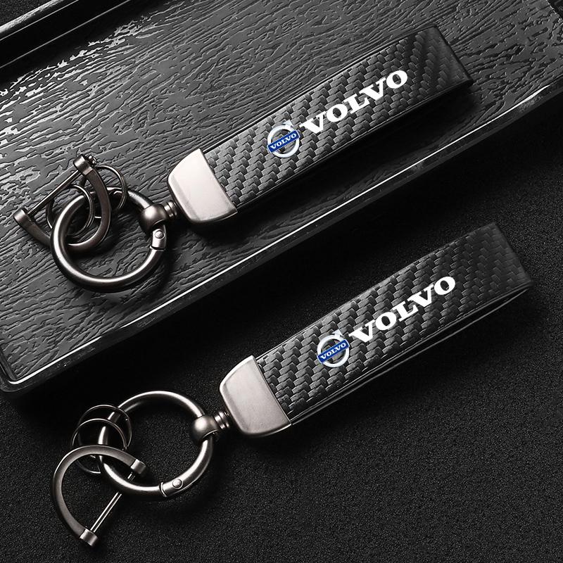 Car Carbon Fiber Style Keychain Microfiber Leather Key Chain For Volvo Xc60 Xc90 V40 V60 S60 V50 V90 S80 C40 XC40 V70 Rdesign