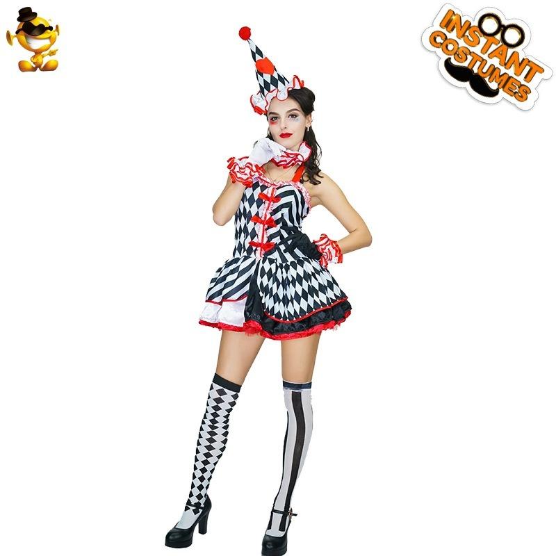 Adult women's clown costumes, Halloween cosplay costumes, party clothes, masquerade, stage costumes
