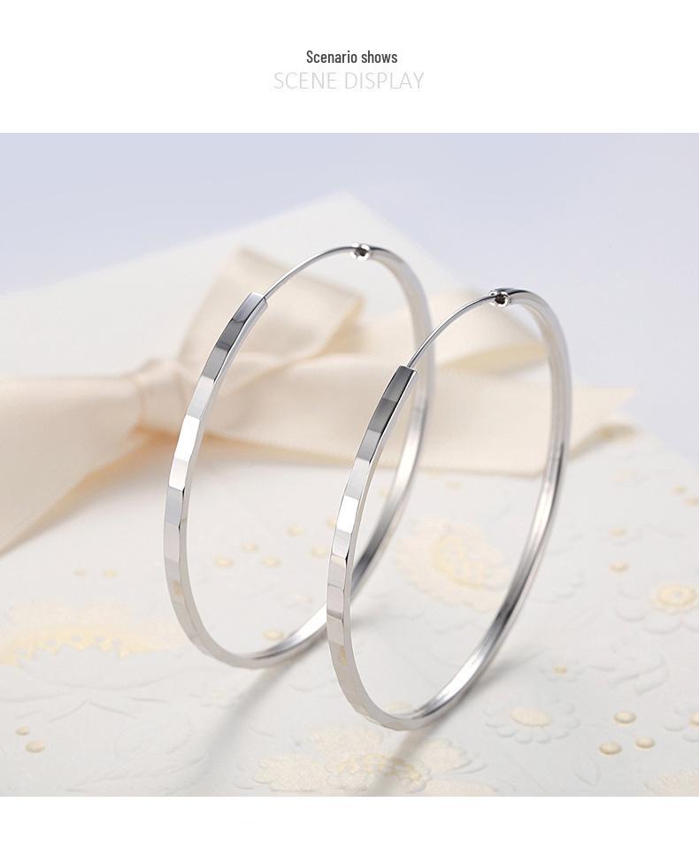 Sterling Silver Big Hoop Earrings for Women - High-End Fashion Circle Dangle Style