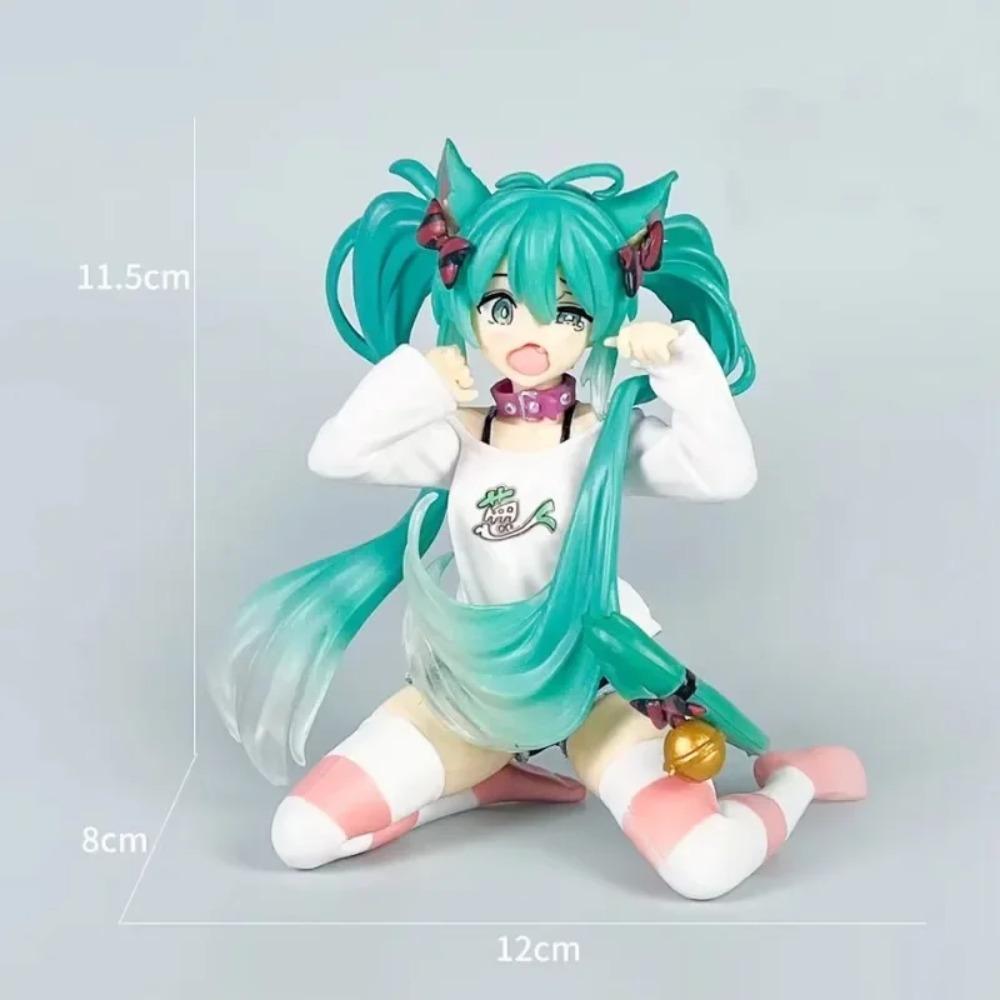 Hatsune Miku Stolní Roztomilá Akční Figurka 11cm Verze s Kočičím Tričkem. Anime figurka Kawaii dívka Model hračka Dárek