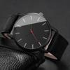 2PCS/Set Men Business Watches Fashion Ultra-thin Dial Leather Band Quartz Watch Simple Clock for Men Reloj Hombre