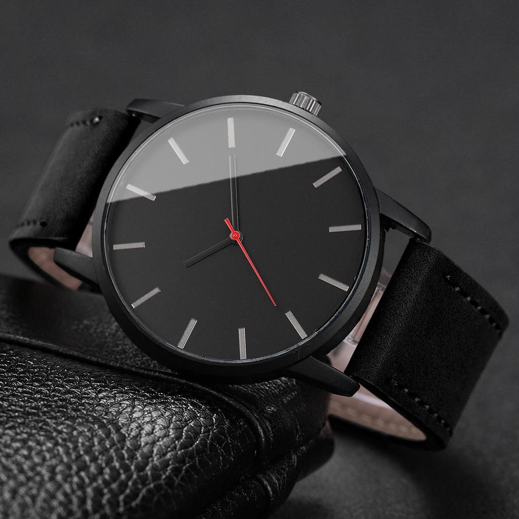 2PCS/Set Men Business Watches Fashion Ultra-thin Dial Leather Band Quartz Watch Simple Clock for Men Reloj Hombre
