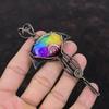 Rainbow Solar Quartz Druzy Pendant Copper Wire Wrapped Gemstone Pendant Handmade Brand New Pendant Gift For Him Unique Copper Design Jewelry