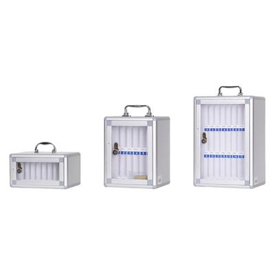Classroom Phone Storage Cabinet Wall Mounted Transparent Door Multi Slot Aluminum Alloy Mobile Device Organiser