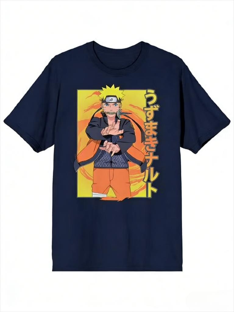 Naruto Uzumaki Naruto Ninjutsu Printed Tshirt for Men with Anime Pattern Printed Short Sleeve Fashion High Quality Cotton Top