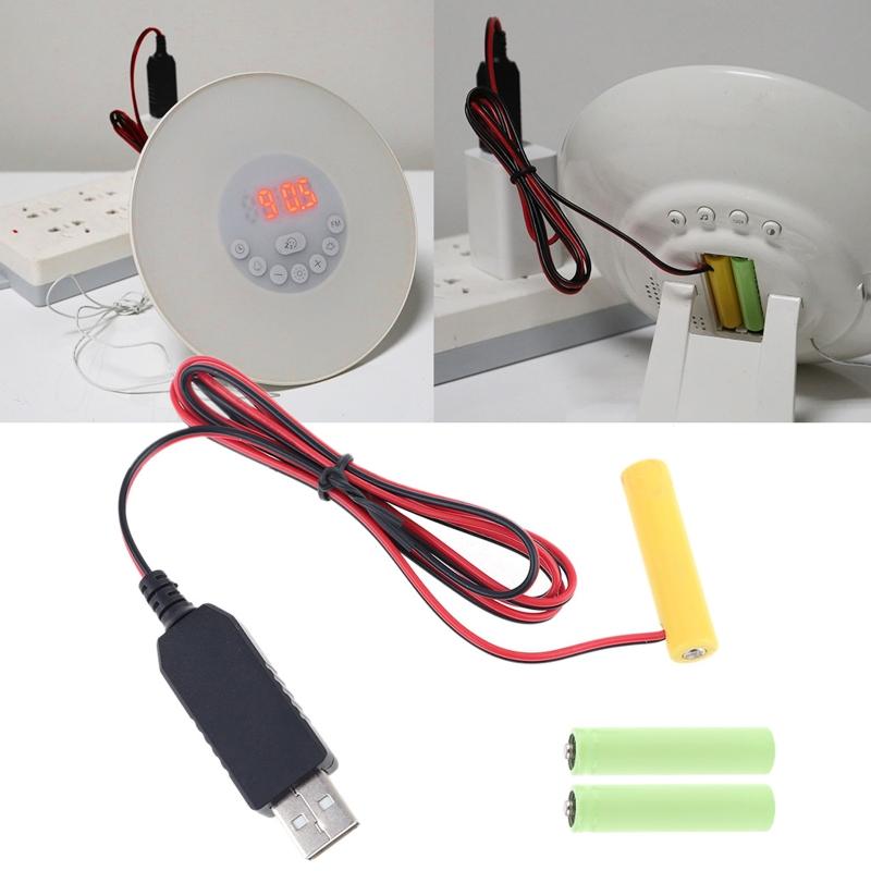 Universal 1m Dual LR03 Battery Eliminator US Plug Power Supply Adapter Replace 2x 1.5V AA AAA Battery for LED Light Toys
