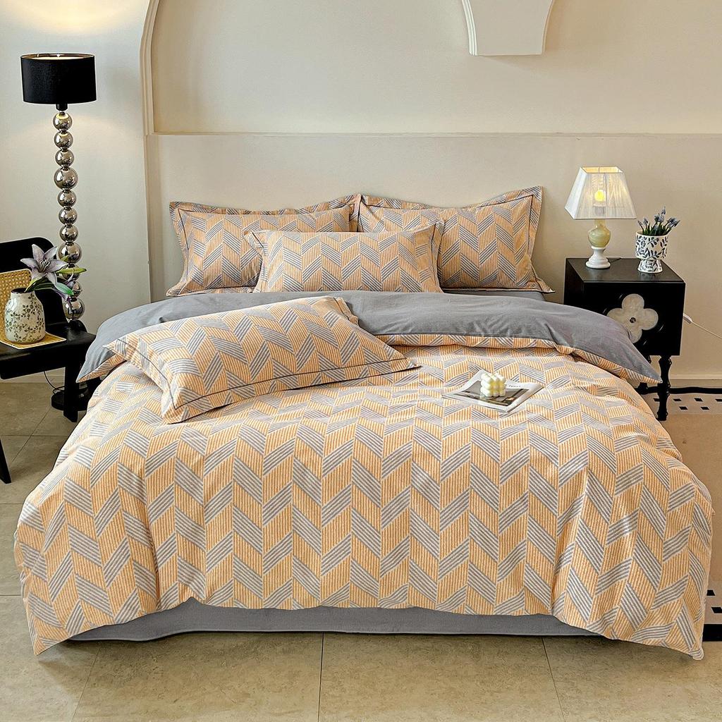 Szczotkowana Czysta Bawełna Antybakteryjna Zimowy Komplet Pościeli - 4-częściowy do Sypialni Głównej