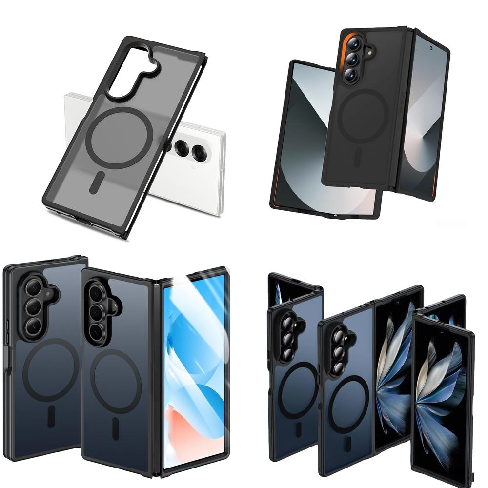 Trendy Semi Transparent Magnetic 360 Hinge Protective Mobile Phone Case for Samsung Galaxy ZFold 7 5G 6 8 Wide Ultra Thin Cover