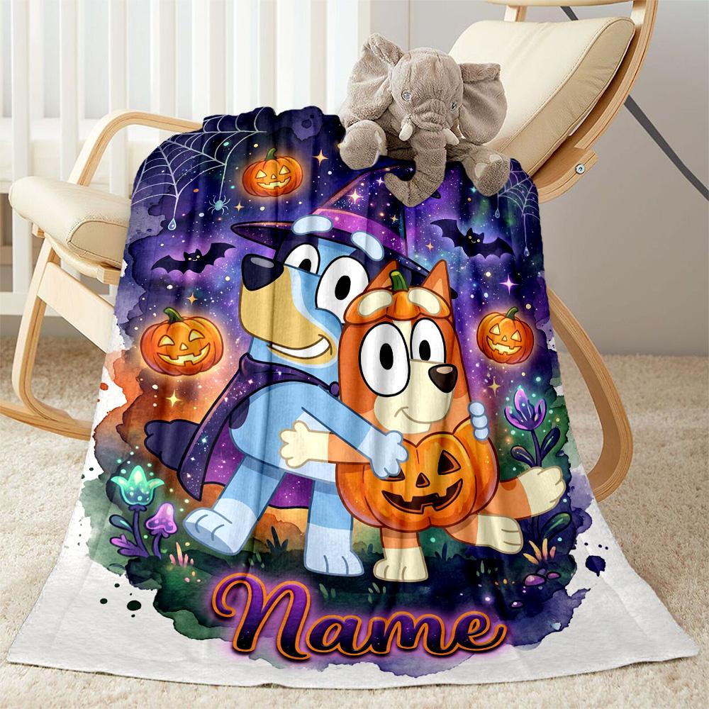 Halloween Friends Costume Customize Your Name Blanket Gift Personalized Blanket Soft Warm Cozy Great for Home Decor Couch Office Chair Office