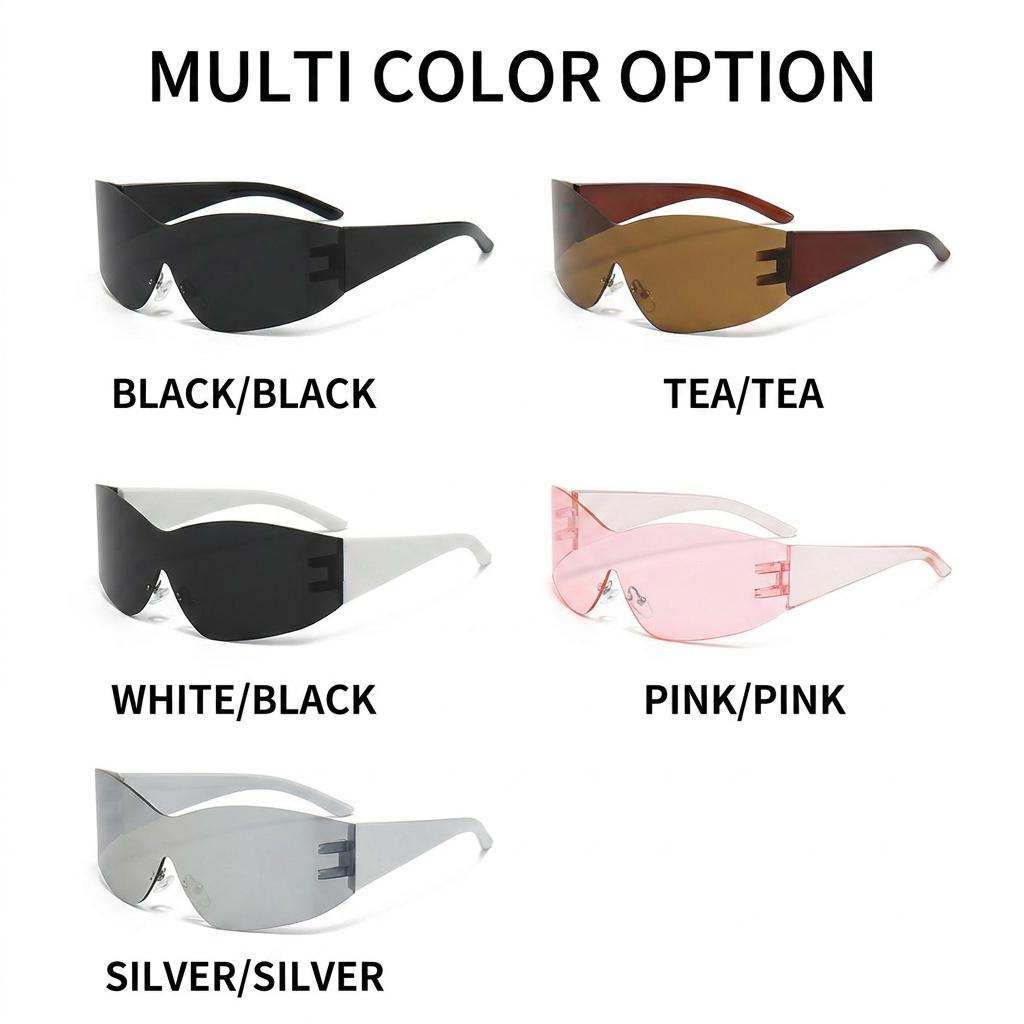 Sports Cycling Sunglasses Polarized Irregular Rimless Sunglasses Uv400 Shades Irregular Large Frame Sunglasses For Driving