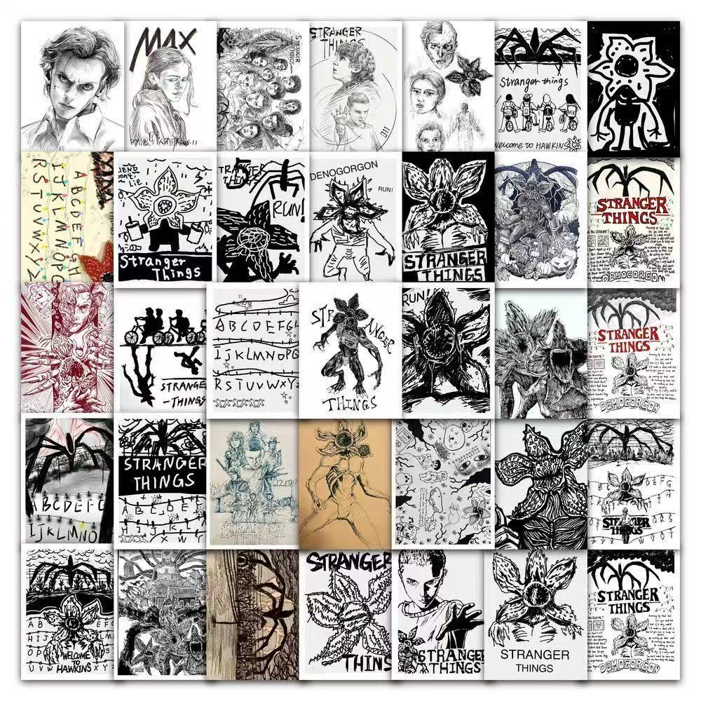 54 PCS Stranger Things Stickers,Stickers Movie Anime Stickers for Laptop Journal Skateboard Guitar Luggage
