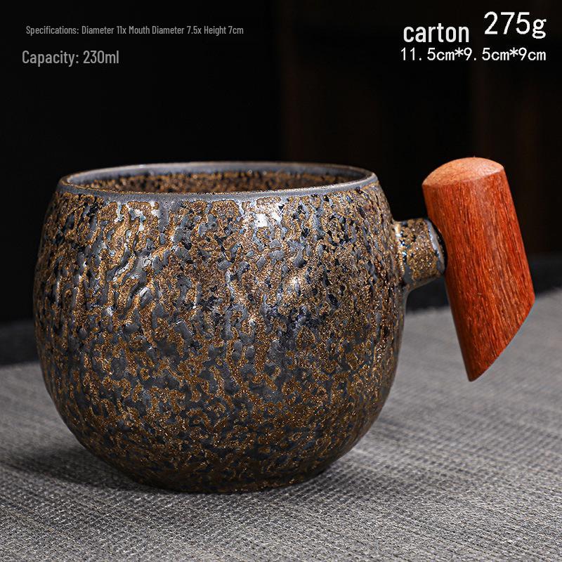 

Kiln-Fired Ceramic Mug with Wood Handle - Creative Personalized Office Coffee/Tea Cup 301-400ml