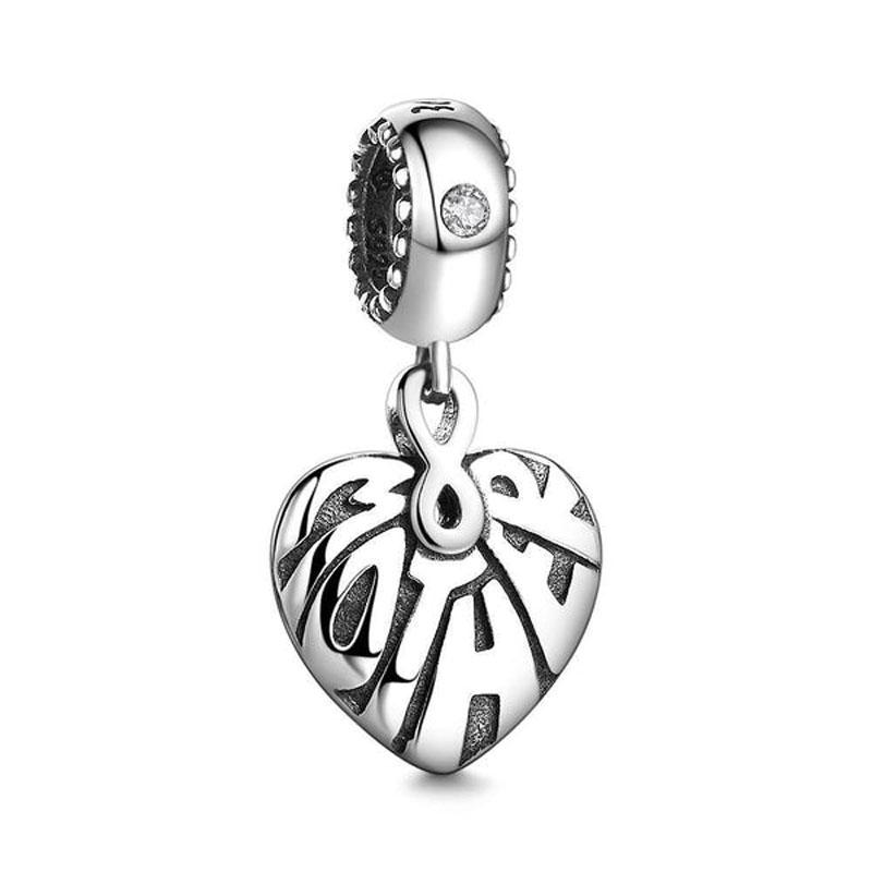 Original Copper Love Heart Family Pendant Charm Star Cake Wine Bottle Bead Fit Bracelet Women Diy Jewelry Gift