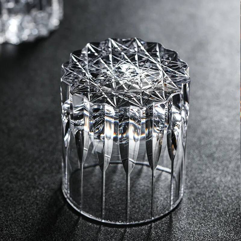 High End Edo Kiriko Crystal Asterism Lowball Highball Whiskey Glass Hand Cut Starburst Figure Whisky Water Drink Cup Wineglass 240 - 300ml
