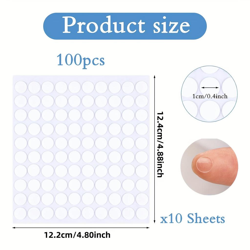 200pcs Transparent No-Residue Rubber Sticky Dots Double-Sided Adhesive Sticker Pads for Home Storage Decor, Hook stickers