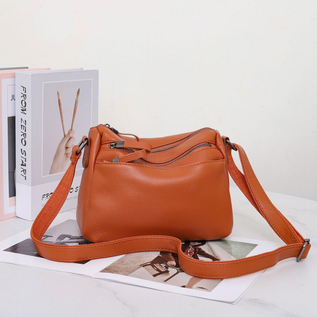 Rindsleder Damen Einzelne Schulter Umhängetasche Einfache Mehrfachtasche Knödeltasche Großes Fassungsvermögen Tante Mutter Tasche Umhängetasche