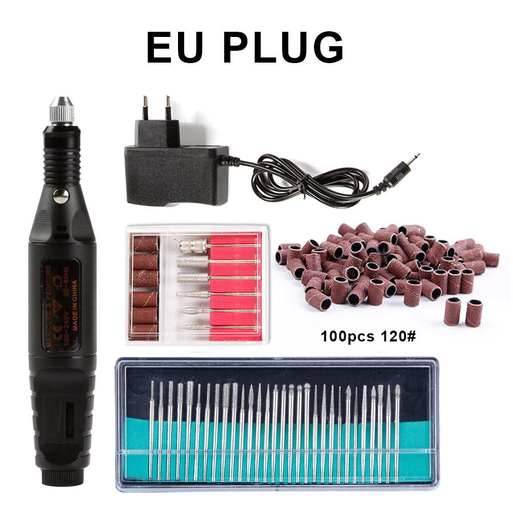 Aparelho elétrico da máquina do polonês da broca do prego para o manicure 30pcs fresas conjunto de bandas de lixamento