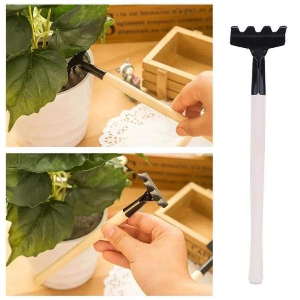 3pcs Mini Garden Tools Set Portable Shovel Tools Shovel Rake Spade Garden Plant Tool Set with Wooden Handle Kids Outdoor Tools